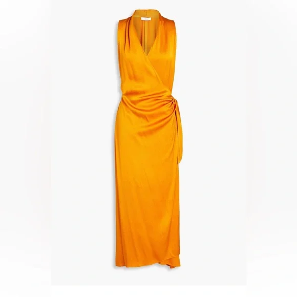 vince satin wrap dress Vince